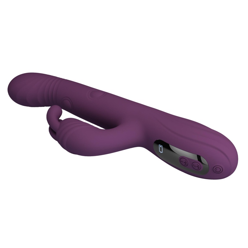 Wibrator króliczek Dee Purple - podwójna stymulacja z ruchem posuwistym (thumping) i kiwającym (nodding), 23,9 cm - 7