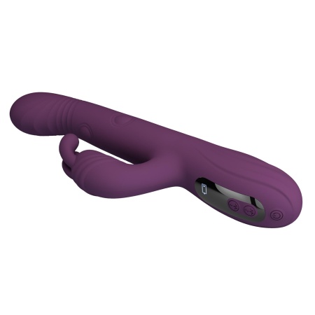 Wibrator króliczek Dee Purple - podwójna stymulacja z ruchem posuwistym (thumping) i kiwającym (nodding), 23,9 cm - 7