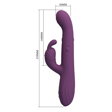Wibrator króliczek Dee Purple - podwójna stymulacja z ruchem posuwistym (thumping) i kiwającym (nodding), 23,9 cm - 8