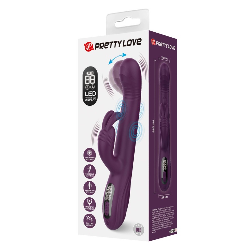 Wibrator króliczek Dee Purple - podwójna stymulacja z ruchem posuwistym (thumping) i kiwającym (nodding), 23,9 cm - 11