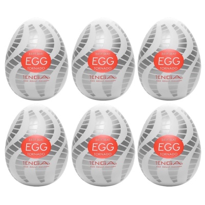 Masturbator jednorazowy Tenga Egg Tornado - spiralne rowki wewnętrzne, długość 7 cm, 6 sztuk - 1
