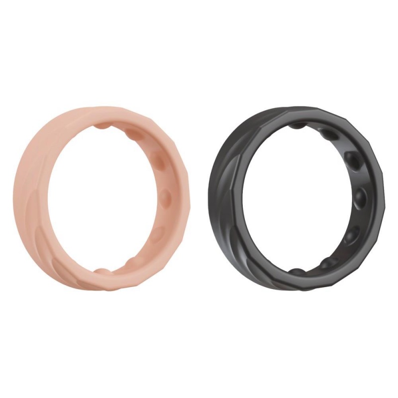 Zestaw 2 pierścieni na żołądź prącia You2Toys 4in1 Cock Rings - silikon Soft Touch, 4 konfiguracje noszenia, szerokość 1 cm, śre - 2