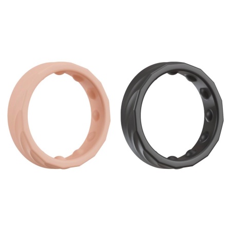 Zestaw 2 pierścieni na żołądź prącia You2Toys 4in1 Cock Rings - silikon Soft Touch, 4 konfiguracje noszenia, szerokość 1 cm, śre - 2