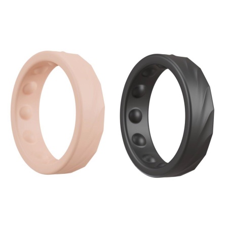 Zestaw 2 pierścieni na żołądź prącia You2Toys 4in1 Cock Rings - silikon Soft Touch, 4 konfiguracje noszenia, szerokość 1 cm, śre - 3