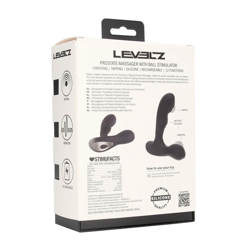 Vibrating and Tapping Silicone Prostate Massager with Ball Stimulator - Black - 3