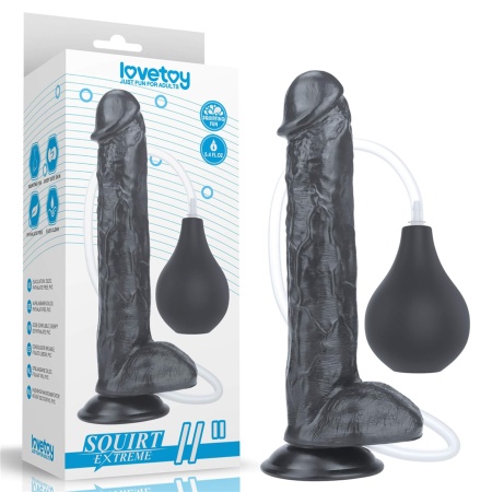 Dildo z Wytryskiem Squirt Extreme 11 cali (27,9 cm) – Czarny, PVC - 1