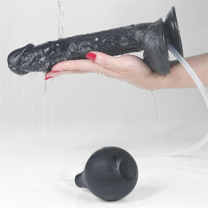 Dildo z Wytryskiem Squirt Extreme 11 cali (27,9 cm) – Czarny, PVC - 7