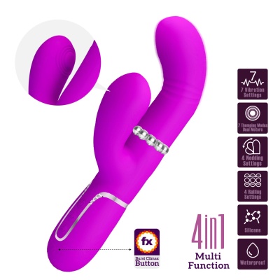 Wibrator króliczek Mariana Purple - 7 funkcji wibracji, 7 trybów pulsacji, 4 funkcje toczenia i 4 funkcje kołysania - 1 2