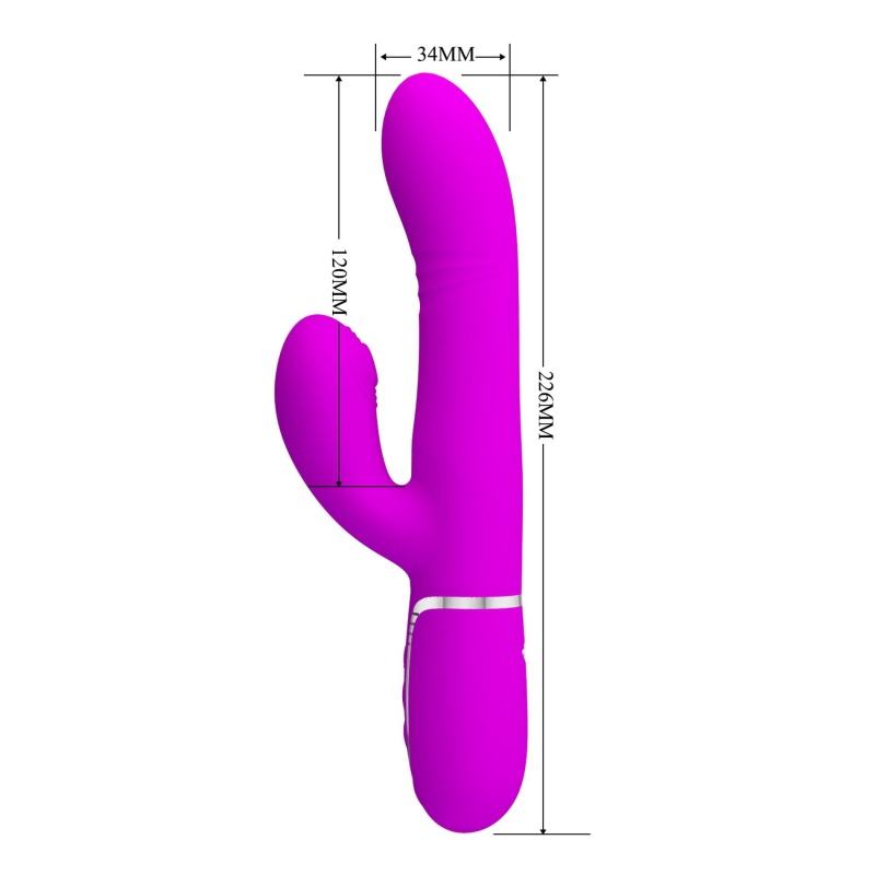 Wibrator króliczek Mariana Purple - 7 funkcji wibracji, 7 trybów pulsacji, 4 funkcje toczenia i 4 funkcje kołysania - 9