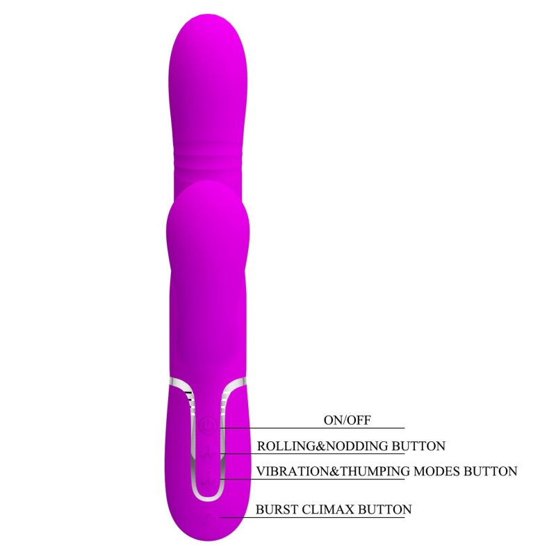 Wibrator króliczek Mariana Purple - 7 funkcji wibracji, 7 trybów pulsacji, 4 funkcje toczenia i 4 funkcje kołysania - 10
