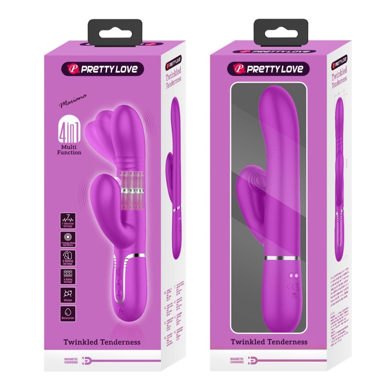Wibrator króliczek Mariana Purple - 7 funkcji wibracji, 7 trybów pulsacji, 4 funkcje toczenia i 4 funkcje kołysania - 12
