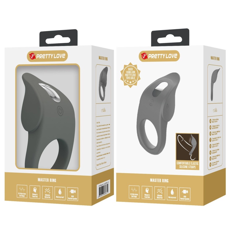 Pierścień erekcyjny Master Ring z 10 funkcjami wibracji, średnica wewnętrzna 3,5 cm (do 5 cm) - 8
