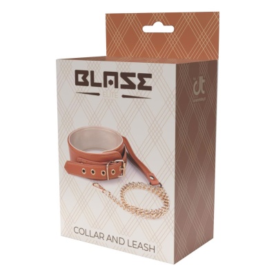 BLAZE ELITE COLLAR AND CHAIN COGNAC VEGAN LEATHER - 1