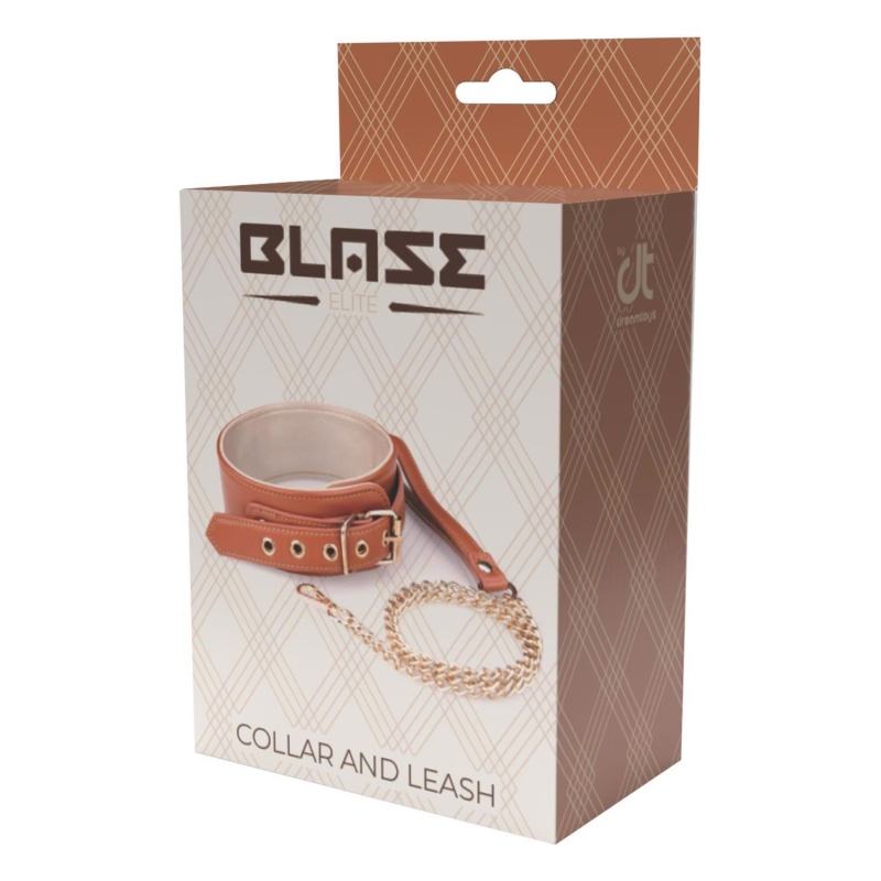 BLAZE ELITE COLLAR AND CHAIN COGNAC VEGAN LEATHER - 1