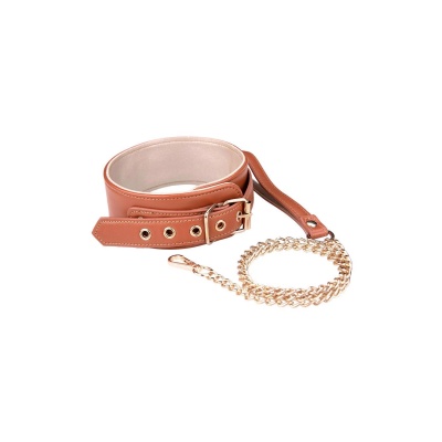 BLAZE ELITE COLLAR AND CHAIN COGNAC VEGAN LEATHER - 1 2