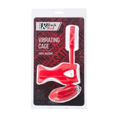 Wibrujący pierścień erekcyjny Black & Red z silikonu ze stymulatorem łechtaczki, 14,5 cm - 1