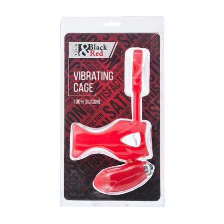 Wibrujący pierścień erekcyjny Black & Red z silikonu ze stymulatorem łechtaczki, 14,5 cm - 1