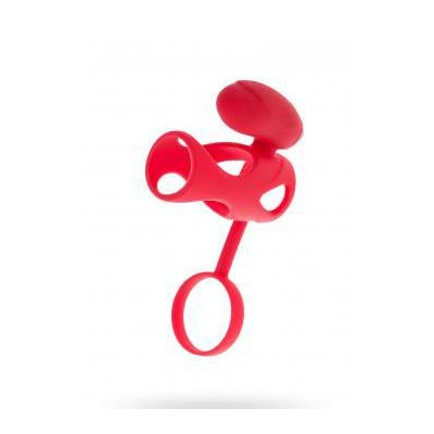 Wibrujący pierścień erekcyjny Black & Red z silikonu ze stymulatorem łechtaczki, 14,5 cm - 1 2