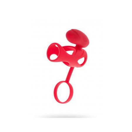 Wibrujący pierścień erekcyjny Black & Red z silikonu ze stymulatorem łechtaczki, 14,5 cm - 2