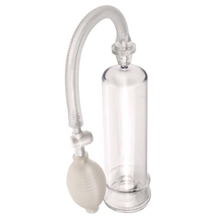 Pompa próżniowa do prącia PW Beginner's Power Pump Clear z gruszką pompującą i zaworem bezpieczeństwa, długość 19 cm, średnica 5 - 3
