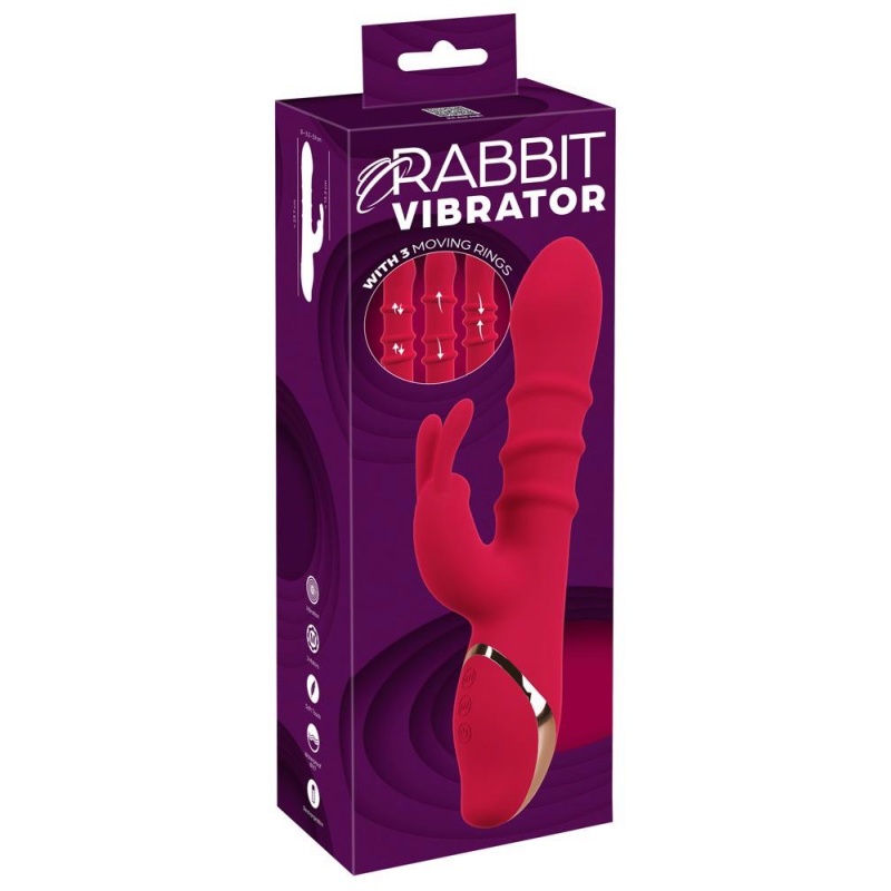 Wibrator królik z 3 ruchomymi pierścieniami - 23,7 cm - 1