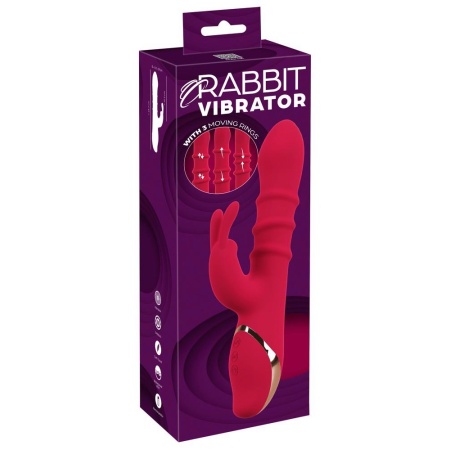 Wibrator królik z 3 ruchomymi pierścieniami - 23,7 cm - 1