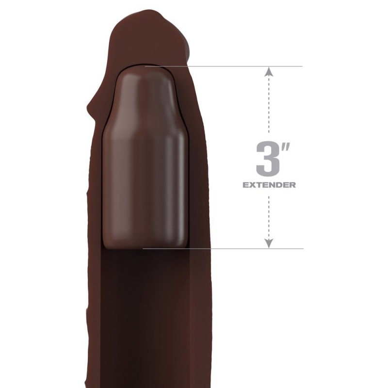 Rękaw na penisa FXTE 3 X-tension w. Strap Brow - silikonowy z pierścieniem na jądra i regulowanym paskiem, długość 24,1 cm - 3