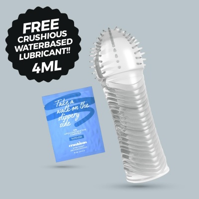 Nakładka na penisa Crushious Ribbed o teksturze prążkowanej, 15.5 cm - 1 2