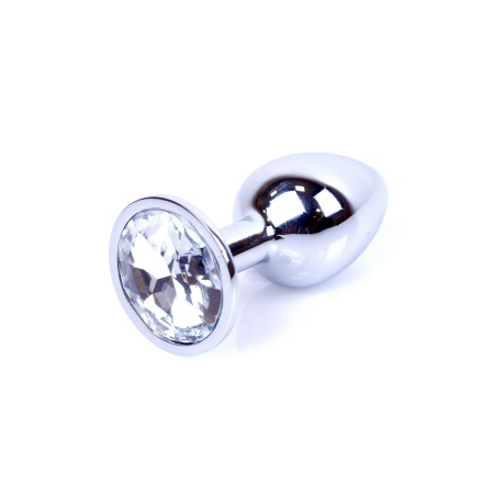 Biżuteria analna Plug-Jewellery Silver PLUG-Clear - bulwiasty kształt z kryształem, długość 7 cm, średnica 2,7 cm - 1
