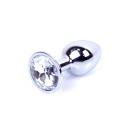 Biżuteria analna Plug-Jewellery Silver PLUG-Clear - bulwiasty kształt z kryształem, długość 7 cm, średnica 2,7 cm - 1