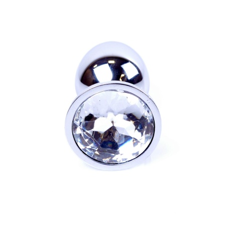 Biżuteria analna Plug-Jewellery Silver PLUG-Clear - bulwiasty kształt z kryształem, długość 7 cm, średnica 2,7 cm - 2