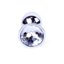 Biżuteria analna Plug-Jewellery Silver PLUG-Clear - bulwiasty kształt z kryształem, długość 7 cm, średnica 2,7 cm - 2