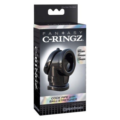 FANTASY C-RINGZ COCK PIPE WITH BALL-STRETCHER BLACK - 1