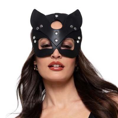 Bedroom Fantasies - PU Leather Mask Kitty Black - 1 2