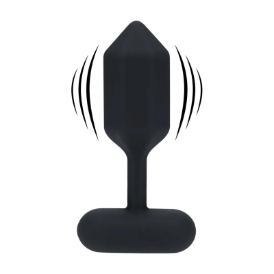 Hexagonal Vibrating Silicone Anal Plug - L - Black - 1