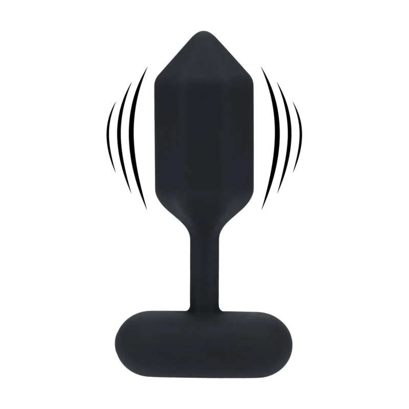 Hexagonal Vibrating Silicone Anal Plug - L - Black - 1