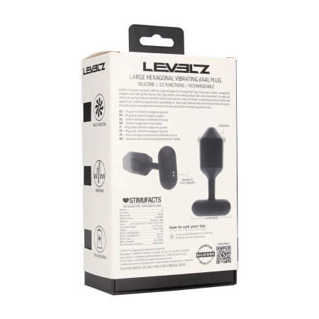 Hexagonal Vibrating Silicone Anal Plug - L - Black - 3