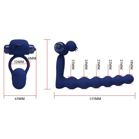 Pierścień na penisa Powerful Ring z 10 trybami wibracji - elastyczny, średnica wewnętrzna 3 cm - 7