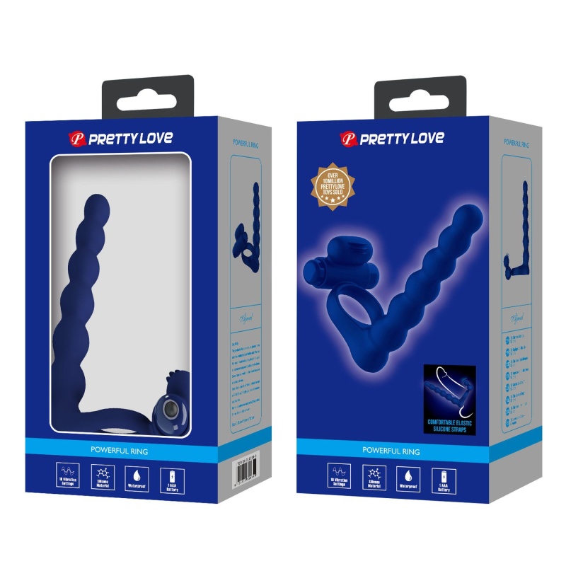 Pierścień na penisa Powerful Ring z 10 trybami wibracji - elastyczny, średnica wewnętrzna 3 cm - 10