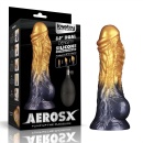 Dwugęstościowy nadmuchiwany dildo silikonowy 20 cm Fioletowo-złoty - 1