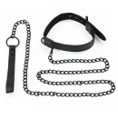 Obroża ze smyczą Bondage Fetish czarna matowa 36-45 cm - 1