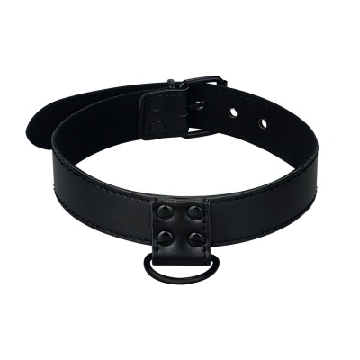 Obroża ze smyczą Bondage Fetish czarna matowa 36-45 cm - 1 2