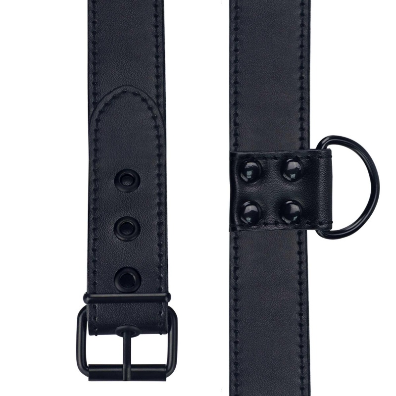 Obroża ze smyczą Bondage Fetish czarna matowa 36-45 cm - 3