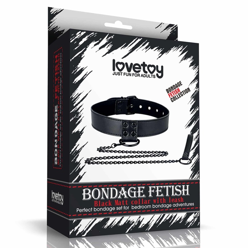 Obroża ze smyczą Bondage Fetish czarna matowa 36-45 cm - 5