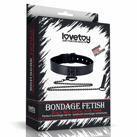 Obroża ze smyczą Bondage Fetish czarna matowa 36-45 cm - 5