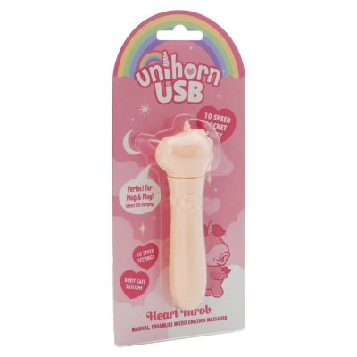UNIHORN USB Heart Throb – mini wibrator jednorożec z 10 programami wibracji i ładowaniem USB, 14,3 cm - 1