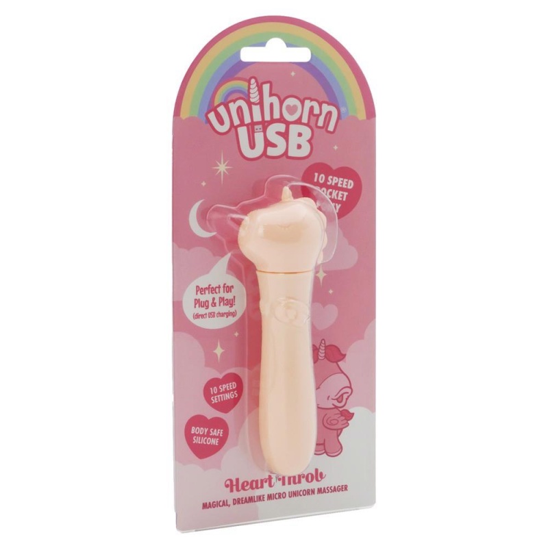 UNIHORN USB Heart Throb – mini wibrator jednorożec z 10 programami wibracji i ładowaniem USB, 14,3 cm - 1