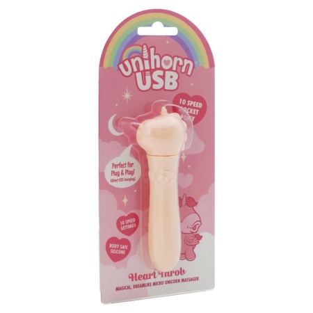 UNIHORN USB Heart Throb – mini wibrator jednorożec z 10 programami wibracji i ładowaniem USB, 14,3 cm - 1