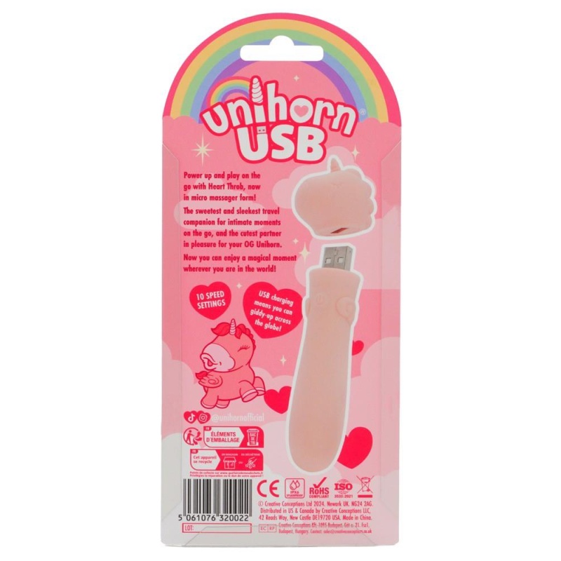 UNIHORN USB Heart Throb – mini wibrator jednorożec z 10 programami wibracji i ładowaniem USB, 14,3 cm - 7