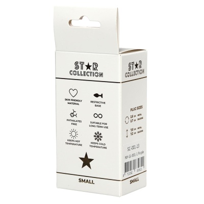 Star Collection - Purple Silicone Anal Plug S - Light Blue Stone - 1 2